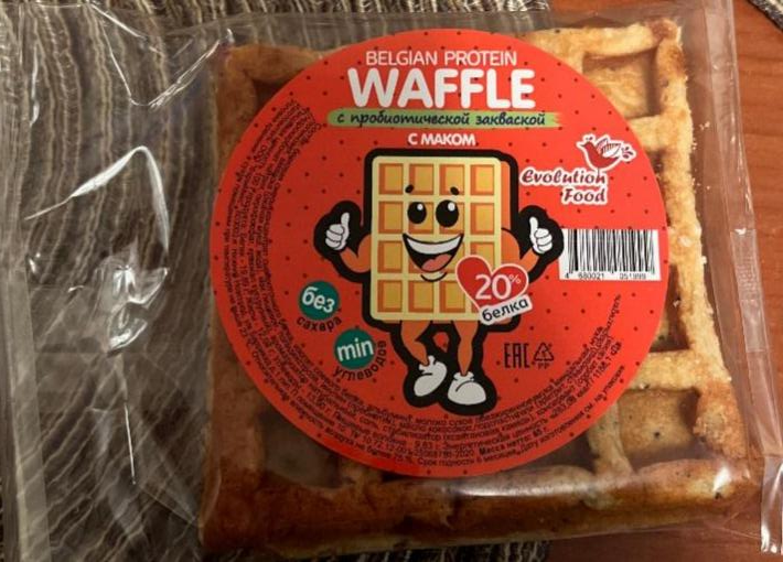 Фото - Протеиновые вафли с маком Belgian protein waffle Evolution Food