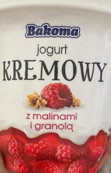 Фото - Jogurt kremowy z malinami i granolą Bakoma